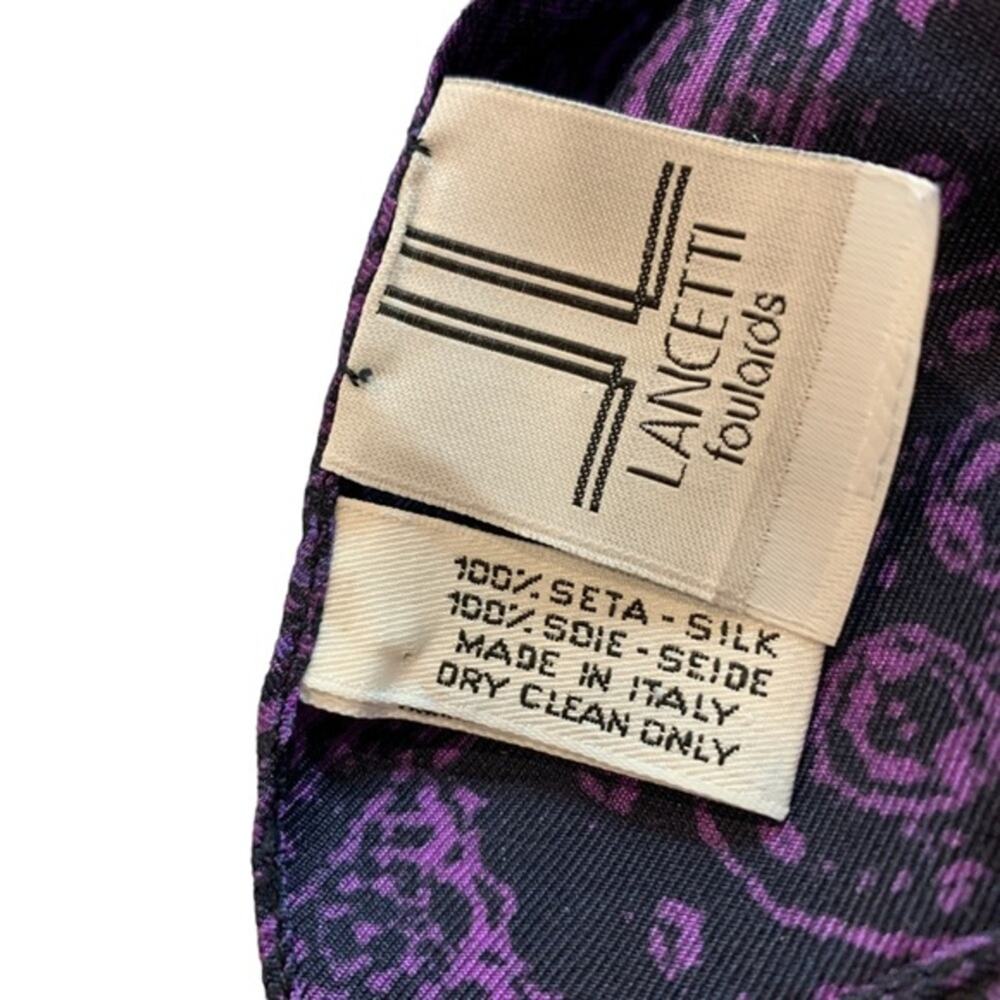 Lancetti Foulards 100% silk scarf. 34”x34”. Purples and blues - Picture 5 of 7